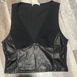 Zara Black and Leather Tank Top